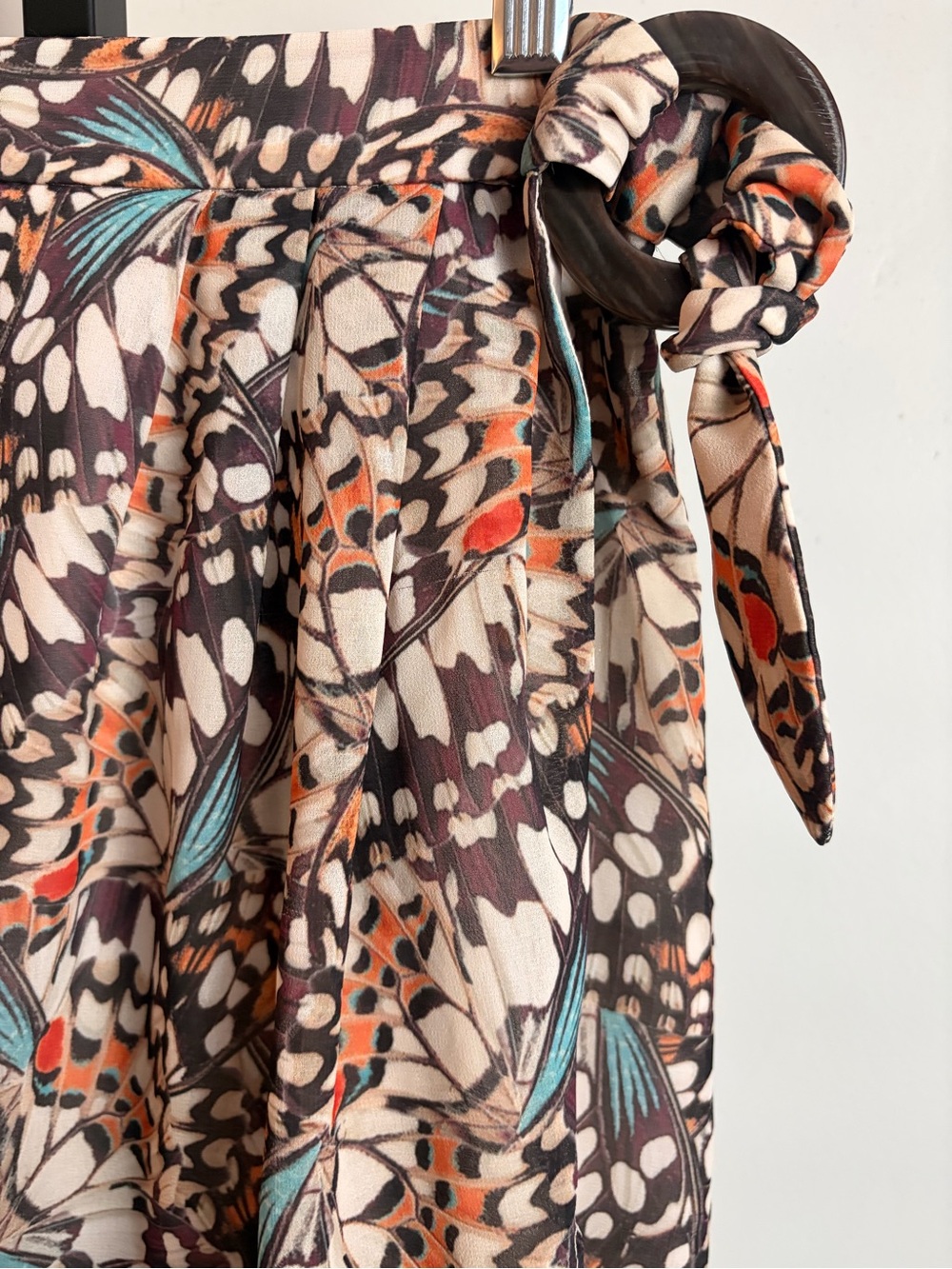 Anthropologie Hutch Butterfly Print Wrap Midi Skirt Boho Whimsical Size 8 - Picture 4 of 9